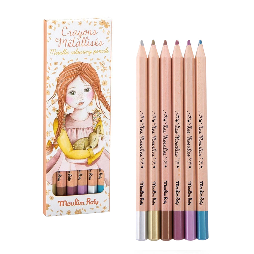 Moulin Roty Les Rosalies Set Of 6 Metallic Colouring Pencils