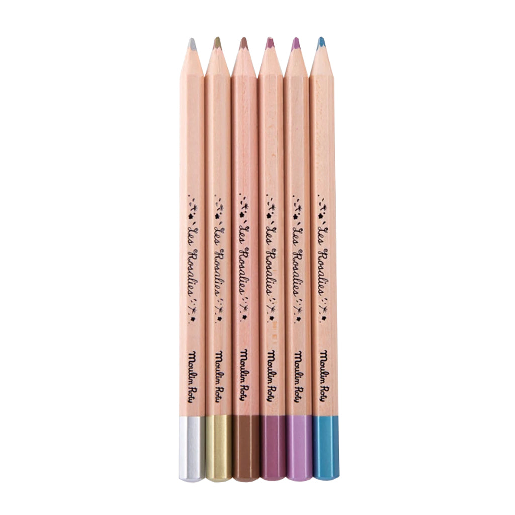 Moulin Roty Les Rosalies Set Of 6 Metallic Colouring Pencils
