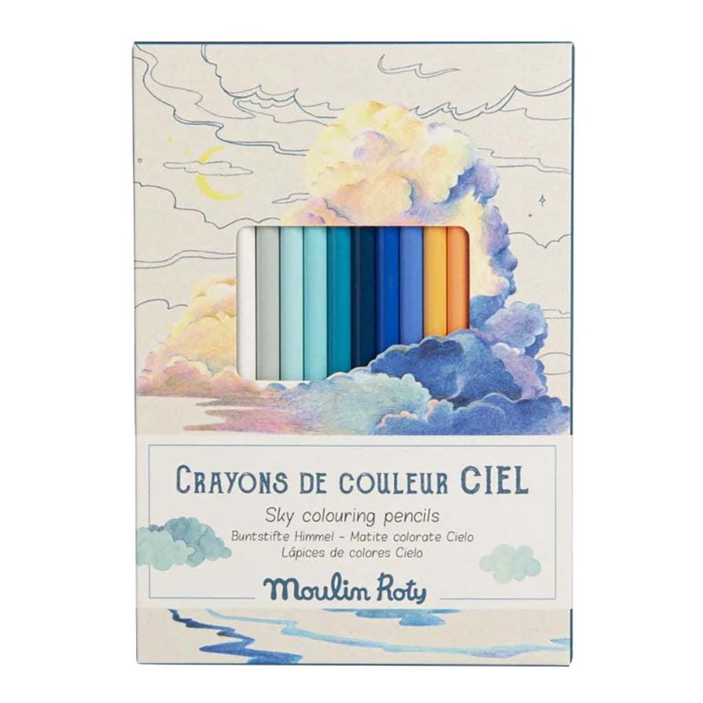 Moulin Roty L&#39;Explorateur Set Of 12 Colouring Pencils And 3 Cards