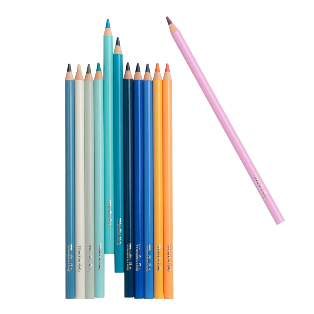 Moulin Roty L'Explorateur Set Of 12 Colouring Pencils And 3 Cards
