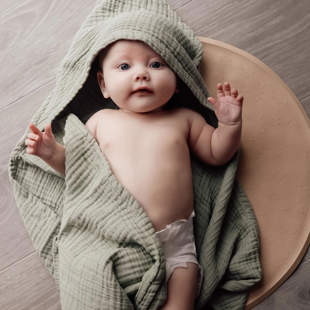 Natruba Baby Muslin Hooded Bath Towel Green