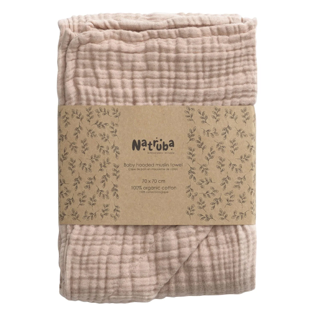 Natruba Baby Muslin Hooded Bath Towel Powder Pink