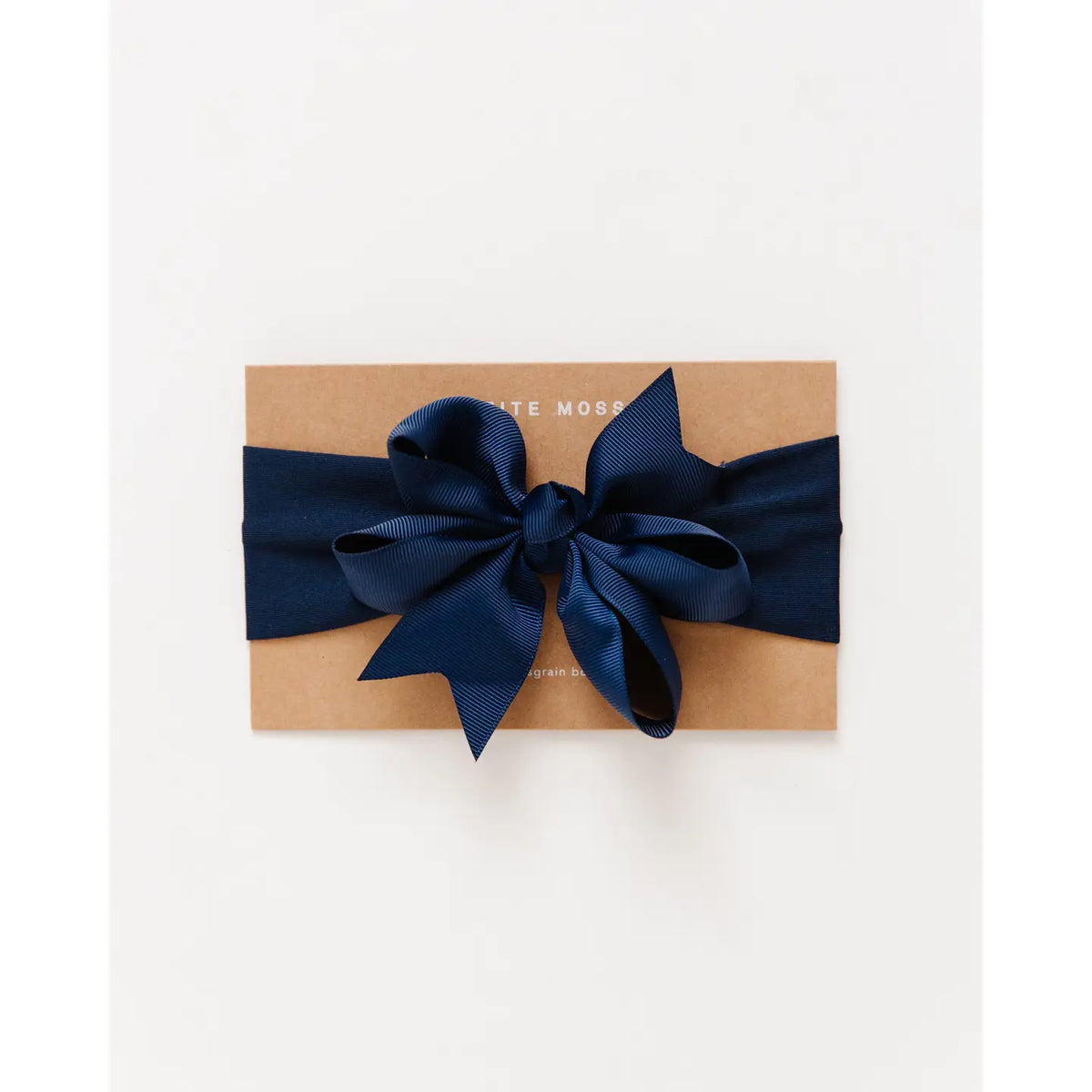 Petite Moss Grosgrain Bow Headband Navy Blue