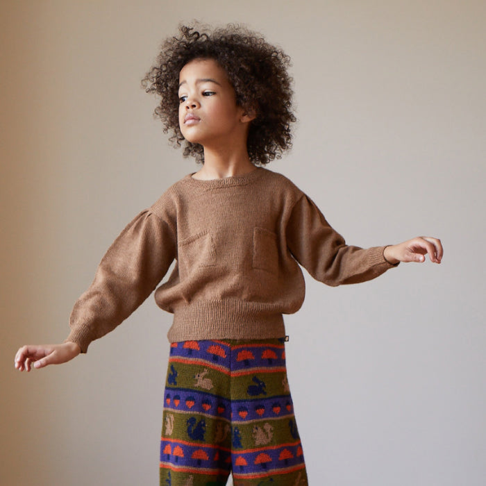 Oeuf Child Puffy Sleeve Sweater Camel Brown