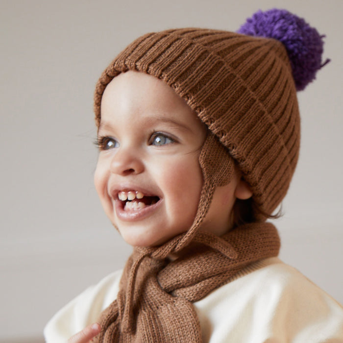 Oeuf Baby And Child Pompom Beanie Camel Brown