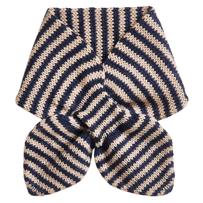 Oeuf Baby And Child Neck Scarf With Stripes Indigo Blue And Sand Beige