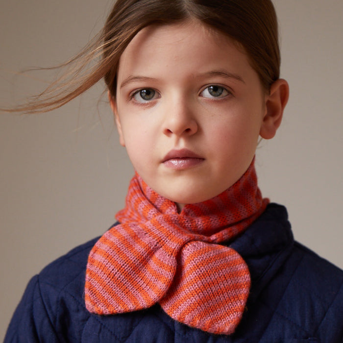 Oeuf Baby And Child Neck Scarf With Stripes Yam Orange And Rose Pink