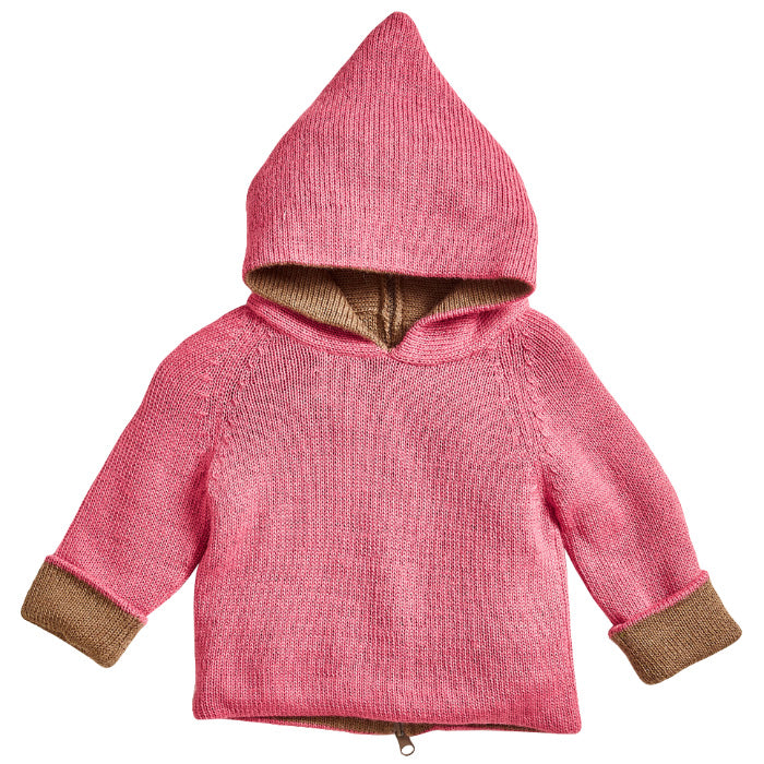 Oeuf Baby Reversible Hoodie Rose Pink And Camel Brown