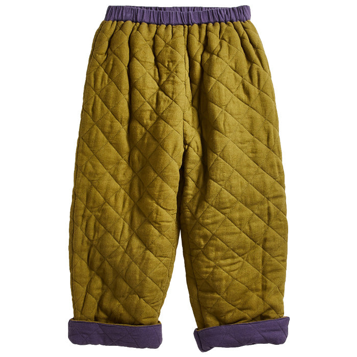 Oeuf Child Quilted Reversible Pants Moss Green And Raisin Purple