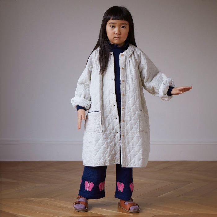 Oeuf Child Quilted Painter Coat Cloud White