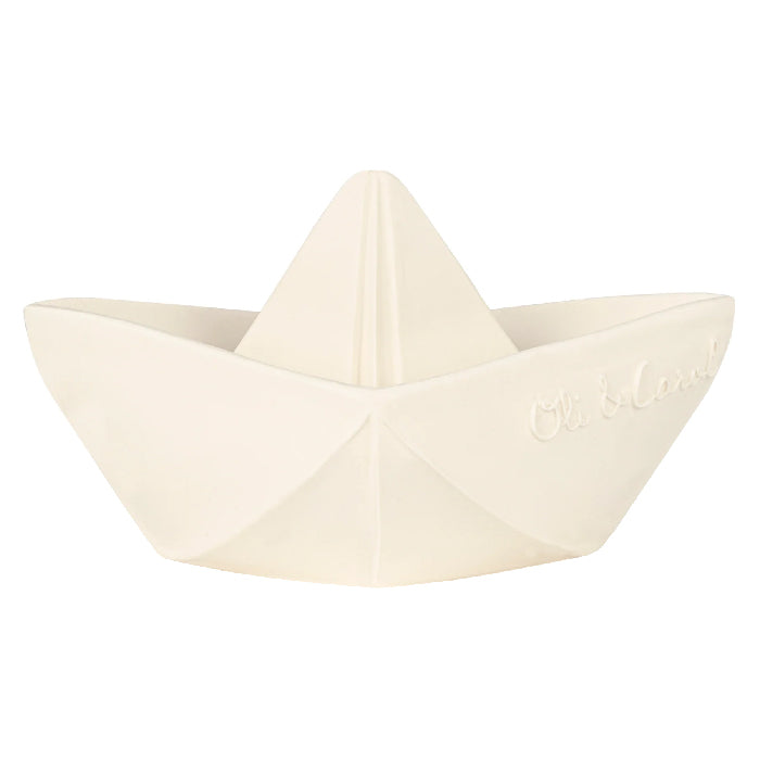 Oli&amp;Carol Natural Rubber Bath Toy Origami Boat White