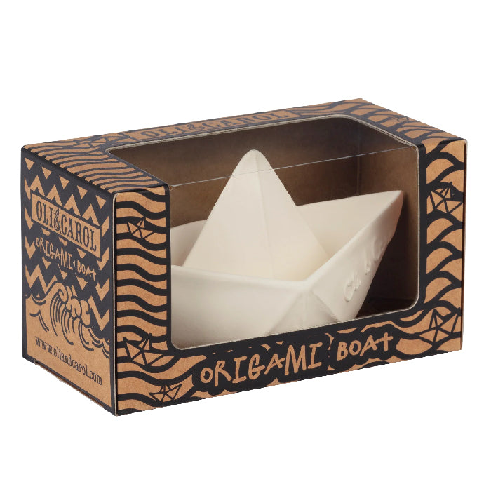 Oli&Carol Natural Rubber Bath Toy Origami Boat White