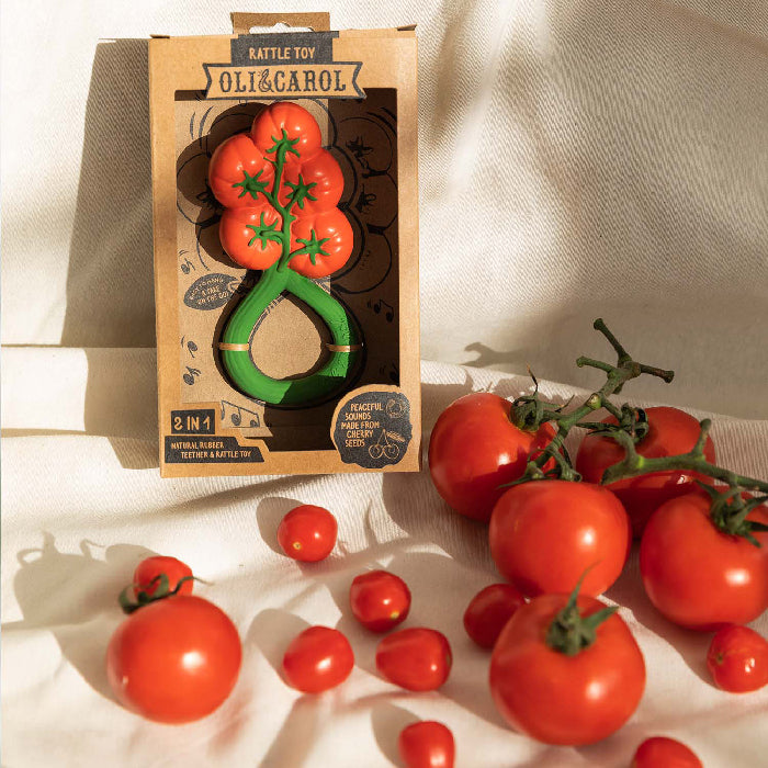 Oli&Carol Natural Rubber Rattle Toy Tomato