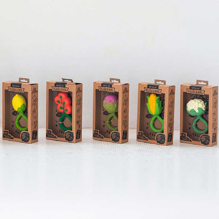 Oli&Carol Natural Rubber Rattle Toy Artichoke