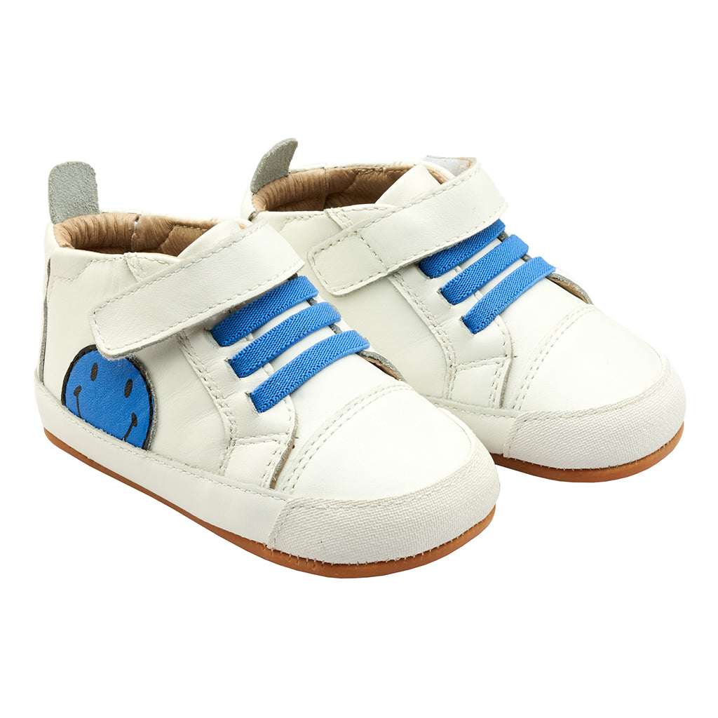 Old Soles Baby Spring Smiley Shoes Snow White And Neon Blue