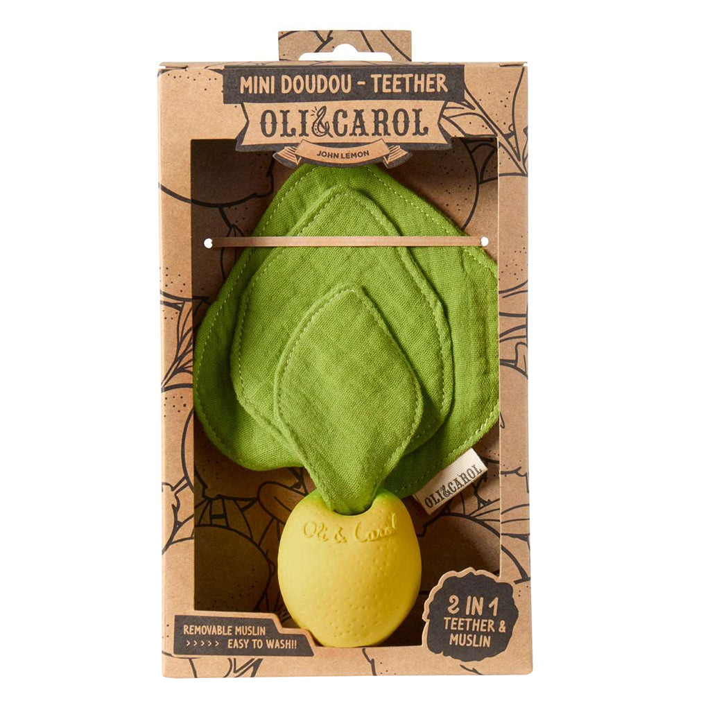 Oli&Carol Natural Rubber Teething Toy Lemon Mini Doudou