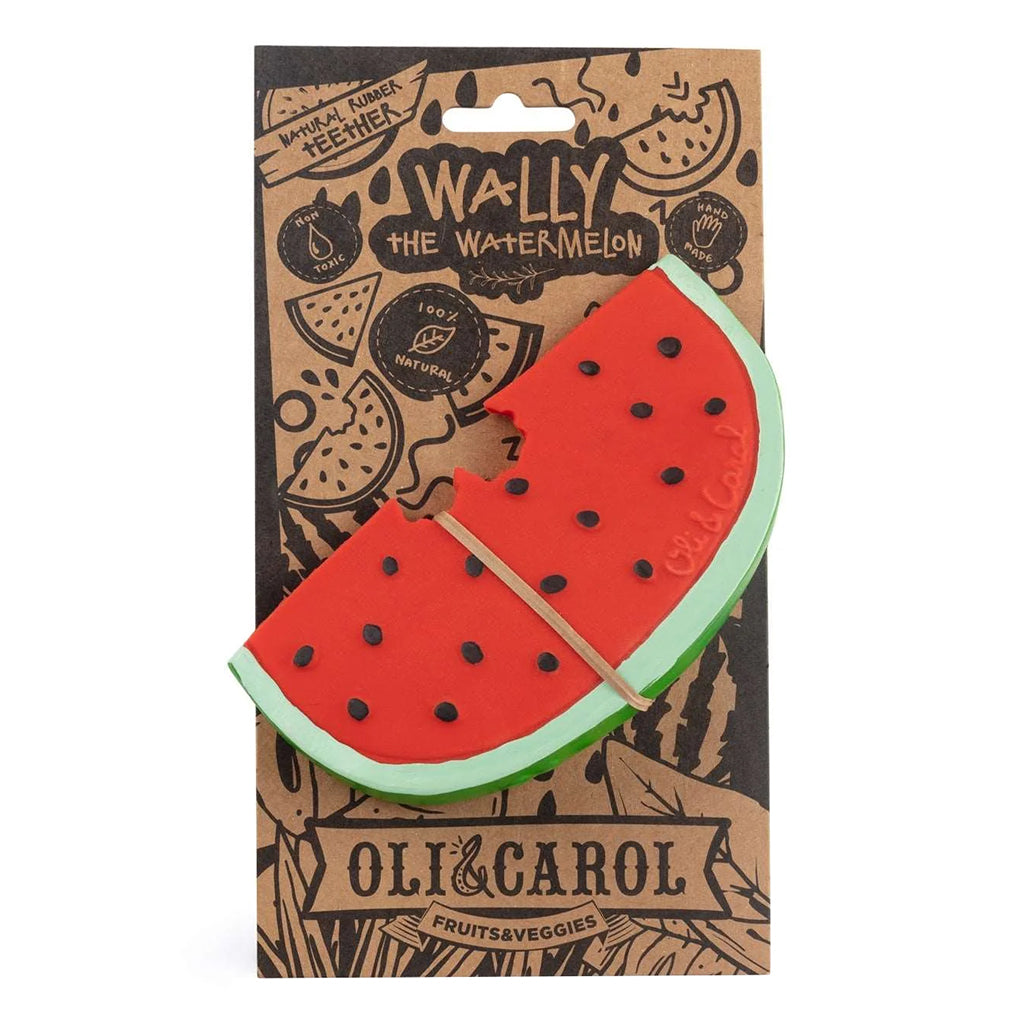 Oli&Carol Natural Rubber Teething Toy Wally The Watermelon