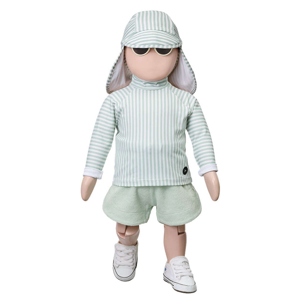 1+ In The Family Baby And Child Andrea Swim Shirt Subtle Green Stripes