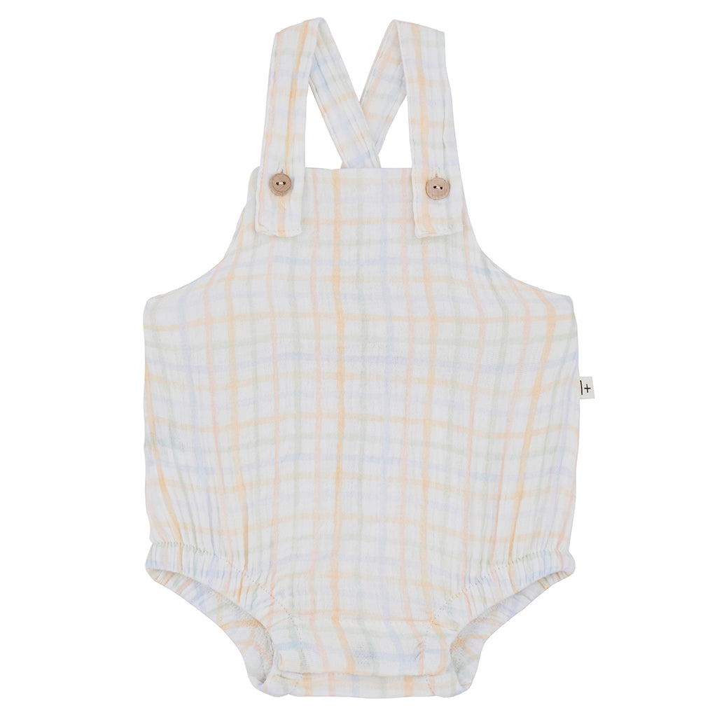 1+ In The Family Baby Baba Romper Ecru Cream Checks