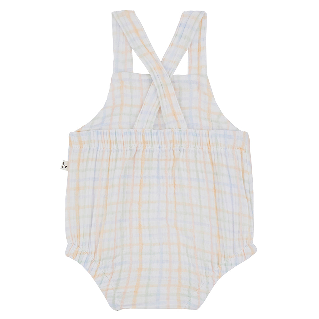 1+ In The Family Baby Baba Romper Ecru Cream Checks