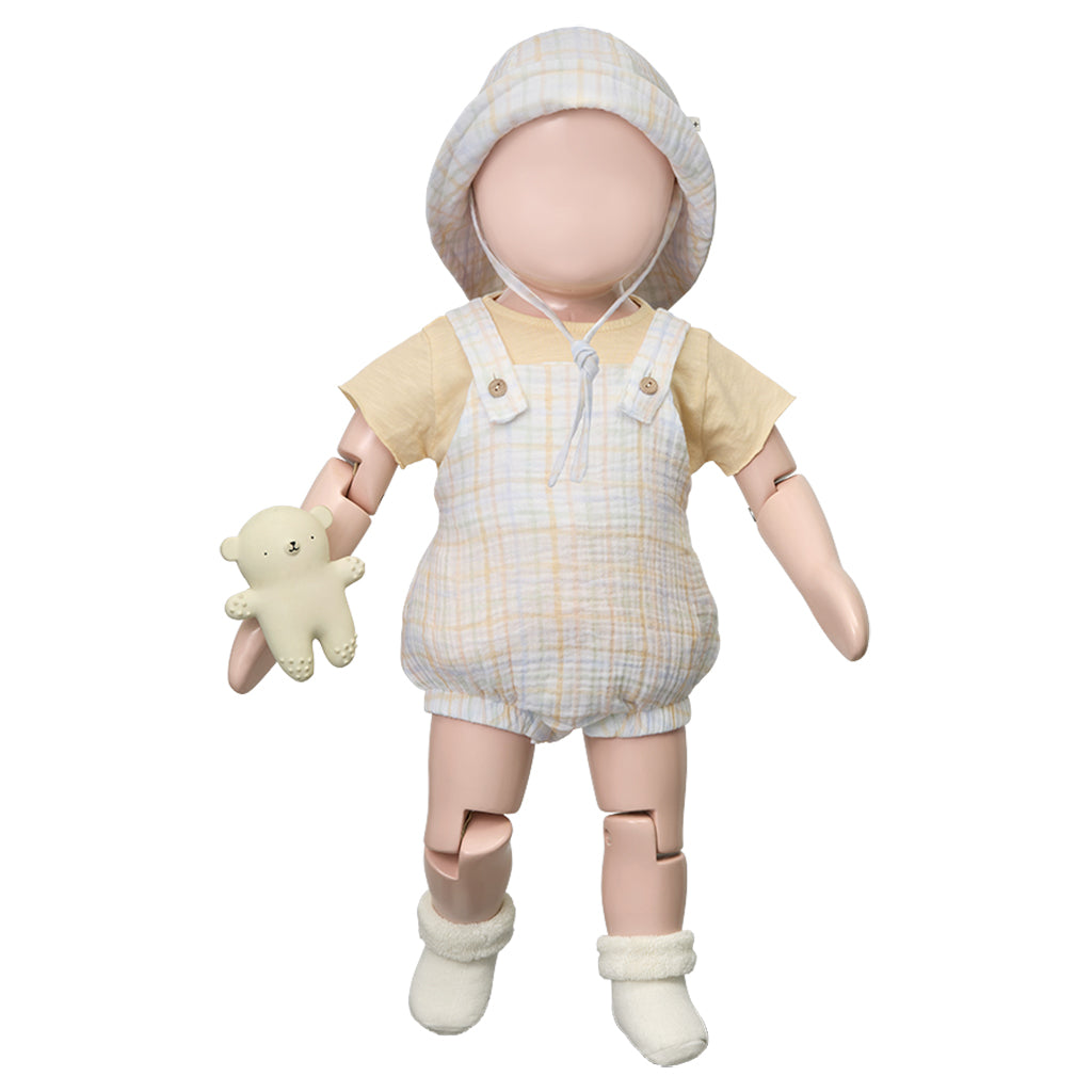 1+ In The Family Baby Baba Romper Ecru Cream Checks