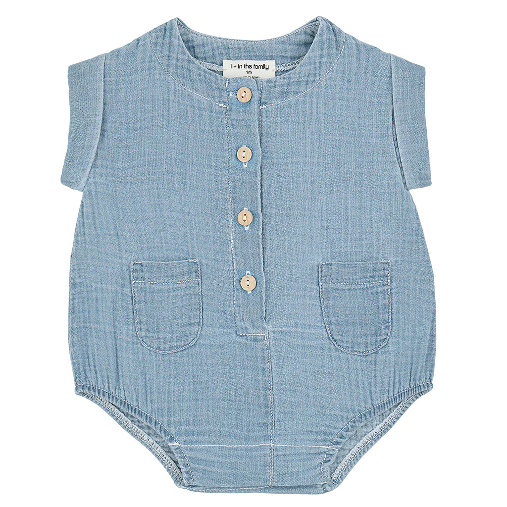 1+ In The Family Baby Carlo Romper Denim Blue