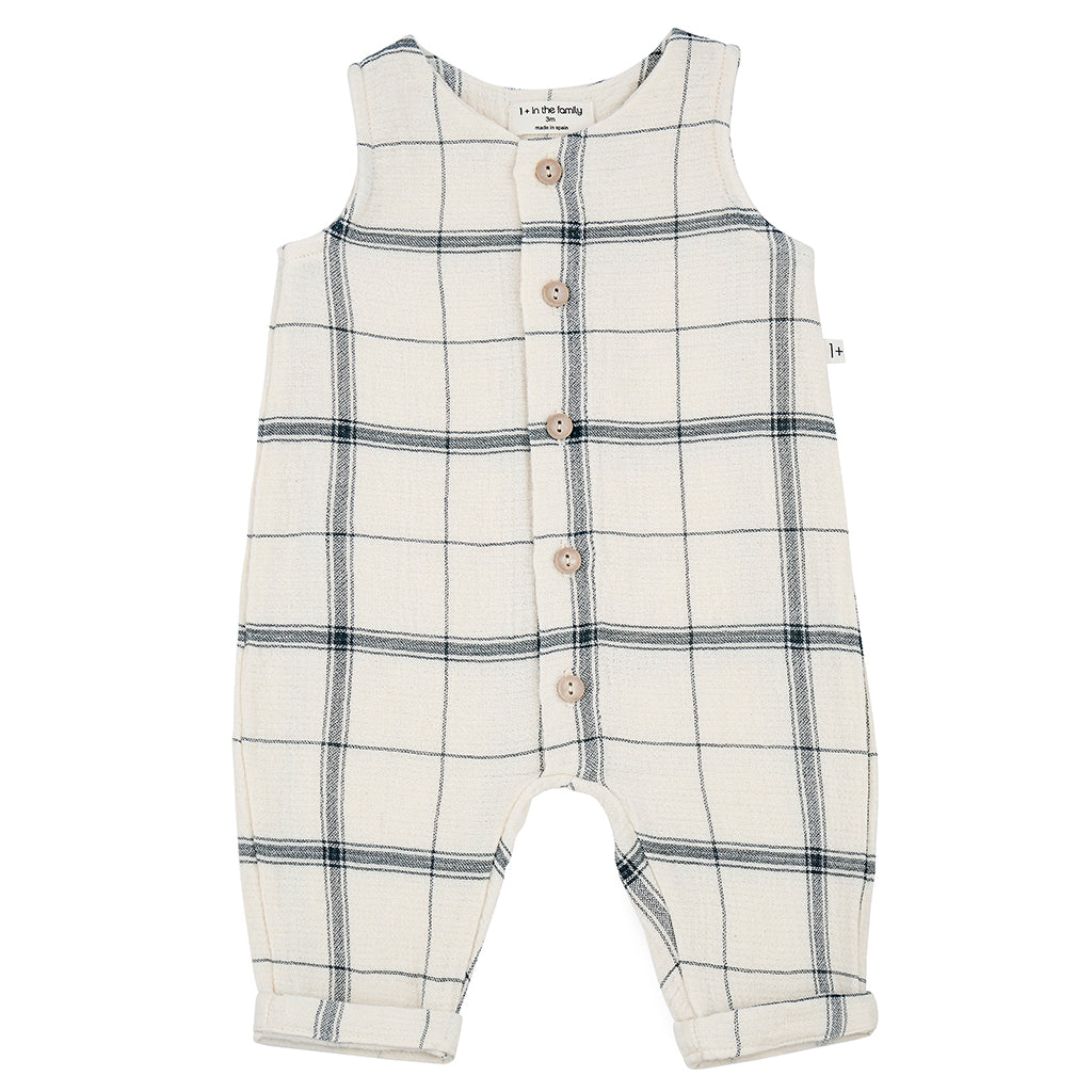 1+ In The Family Baby And Child Ciro Jumpsuit Petroleum Grey Plaid