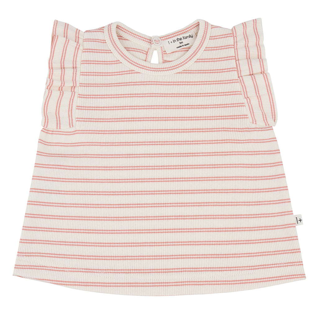 1+ In The Family Baby And Child Dafne T-shirt Coral Pink Stripes