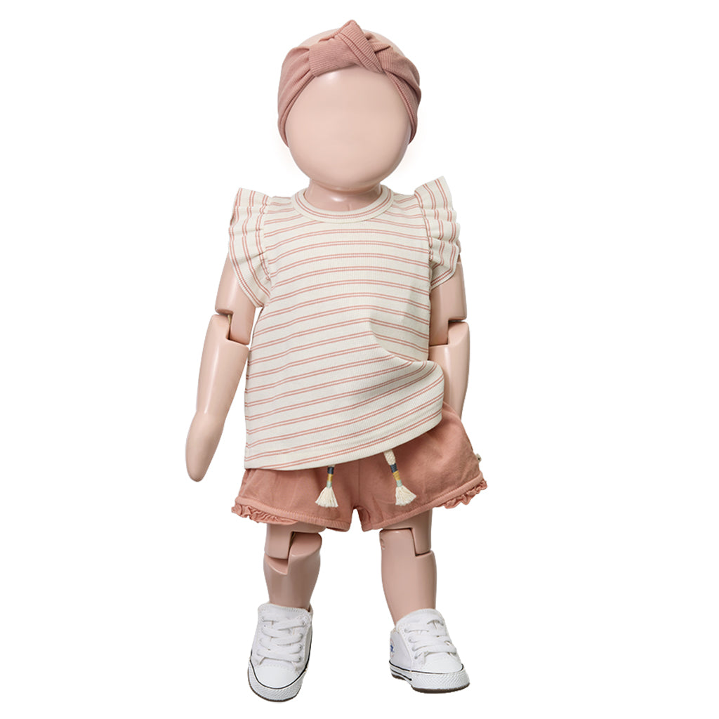 1+ In The Family Baby And Child Dafne T-shirt Coral Pink Stripes