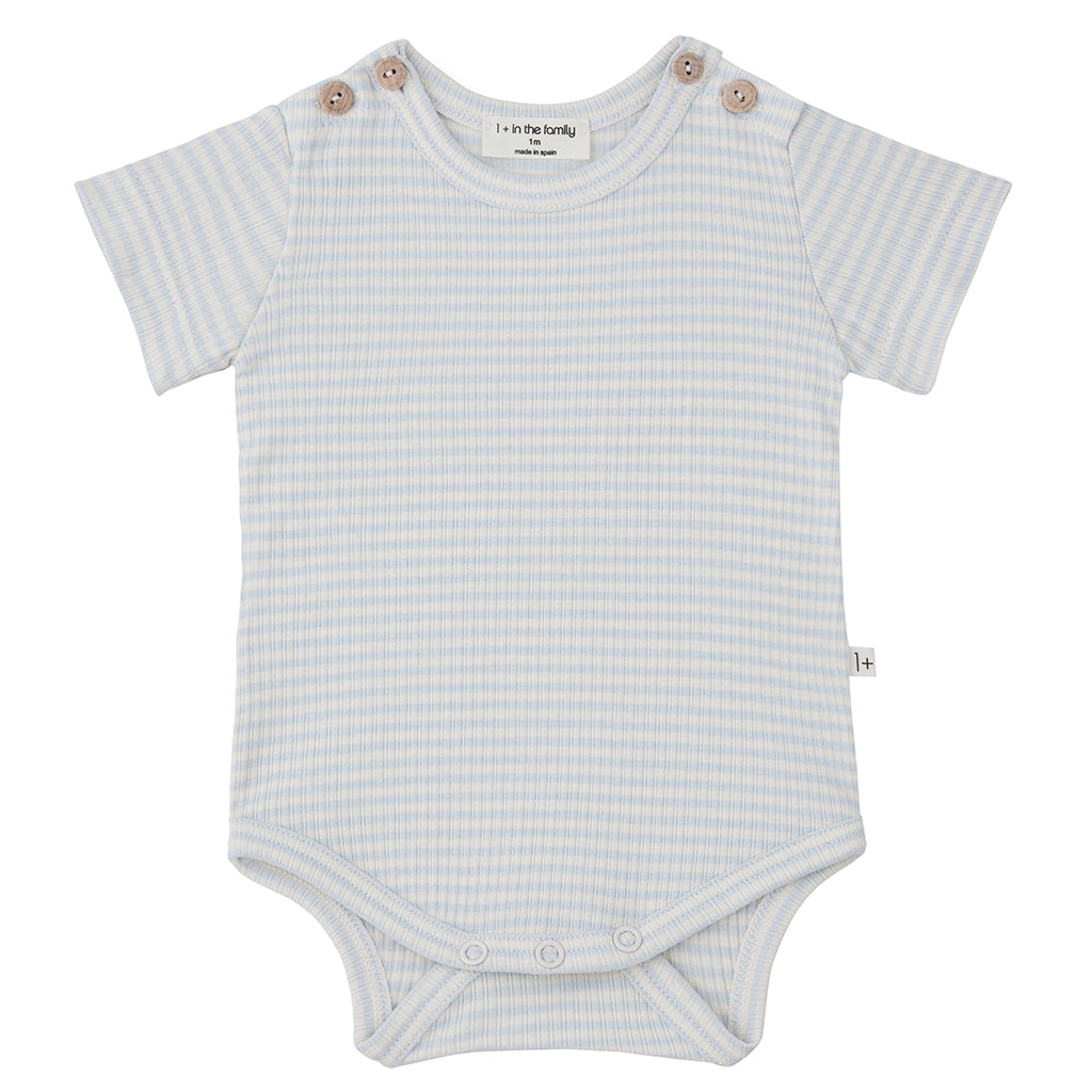 1+ In The Family Baby Eloi Bodysuit Misty Blue Stripes