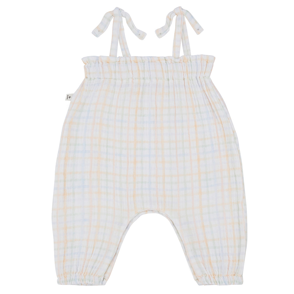 1+ In The Family Baby Emma Jumpsuit Ecru Cream Checks