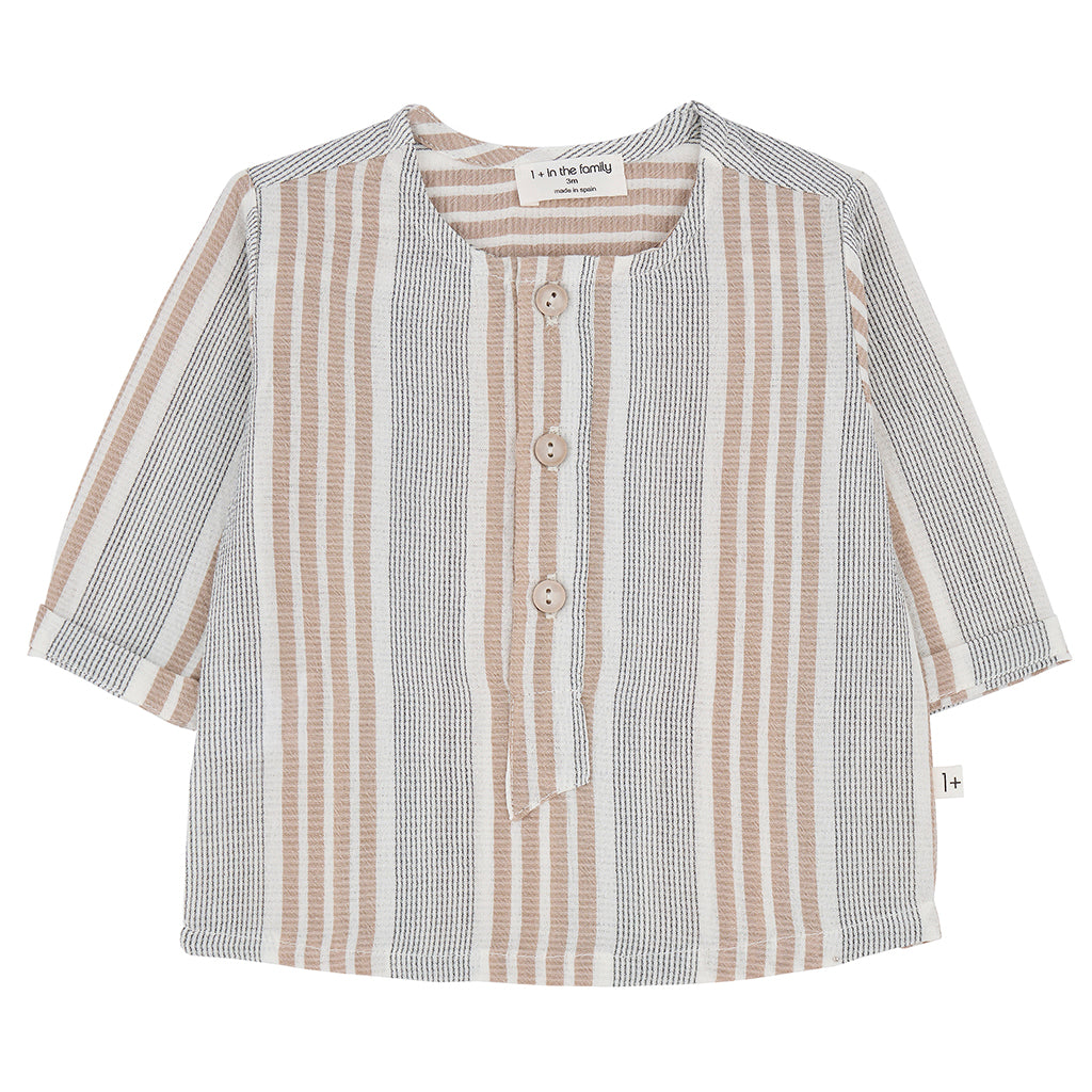 1+ In The Family Baby And Child Enric Shirt Petroleum Grey Stripes