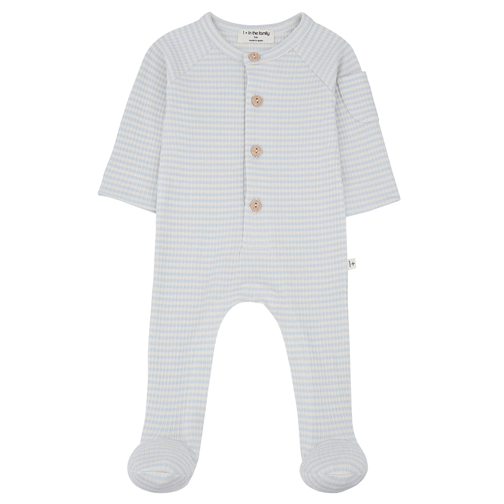 1+ In The Family Baby Guim Jumpsuit Misty Blue Stripes