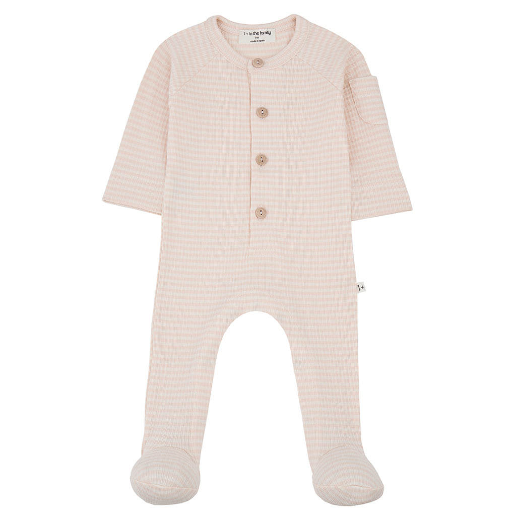 1+ In The Family Baby Guim Jumpsuit Light Pink Stripes