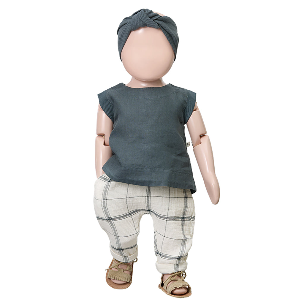 1+ In The Family Baby And Child Icaro Pants Petroleum Grey Plaid