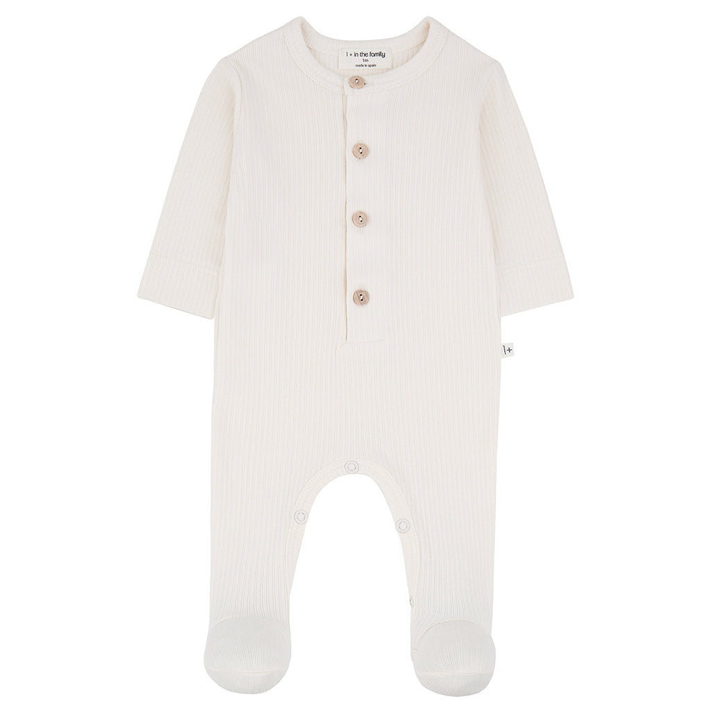 1+ In The Family Baby Nino Jumpsuit with Feet Ecru Cream