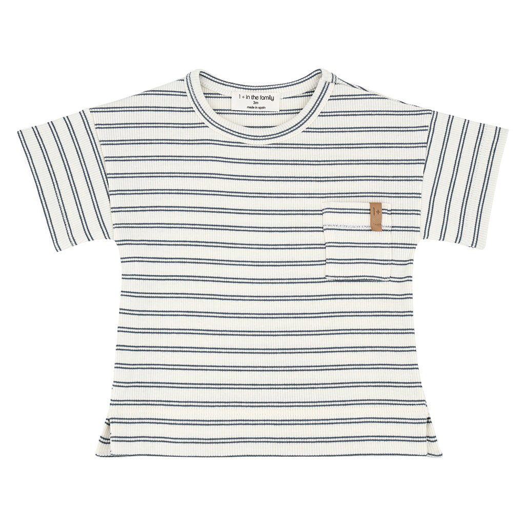 1+ In The Family Baby And Child Pauli T-shirt Petroleum Green Stripes