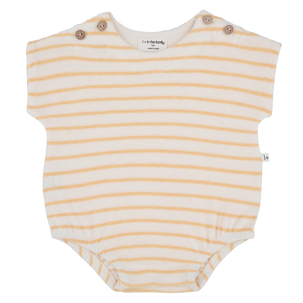 1+ In The Family Baby Romulo Bodysuit Peach Orange Stripes