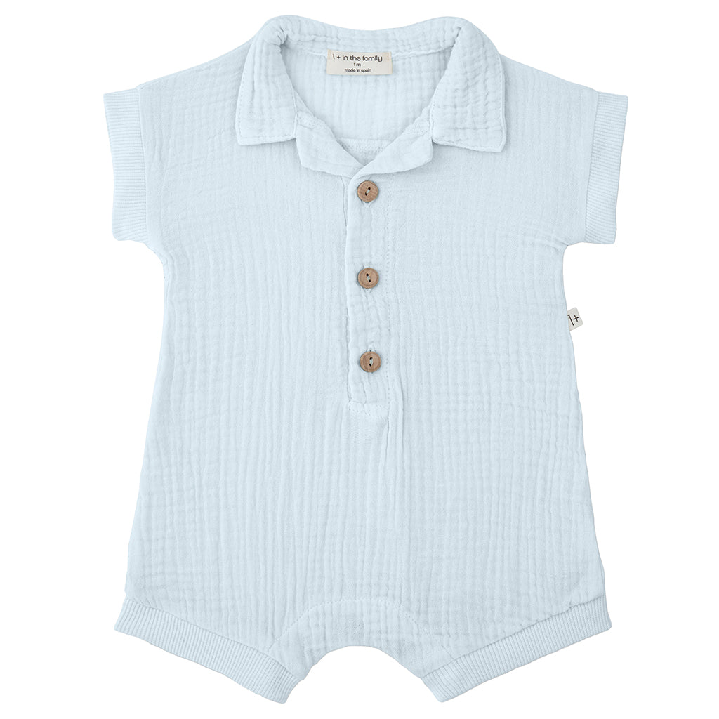 1+ In The Family Baby Vittorio Romper Misty Blue