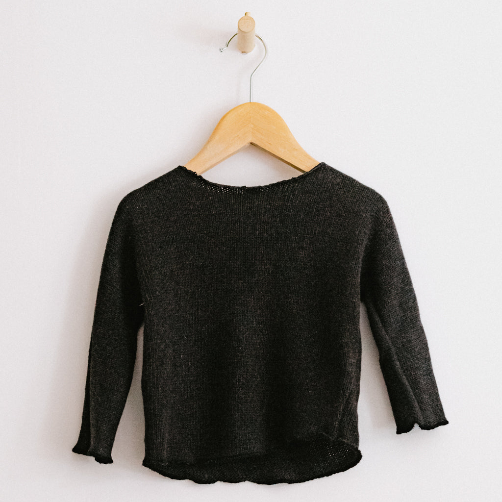 Pequeno Tocon Baby Jersey Tender Bat Wing Sweater Coal Black