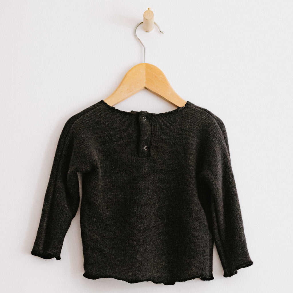 Pequeno Tocon Baby Jersey Tender Bat Wing Sweater Coal Black