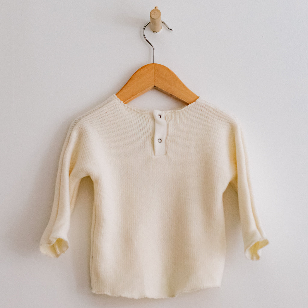 Pequeno Tocon Baby Jersey Tender Bat Wing Sweater Natural Cream