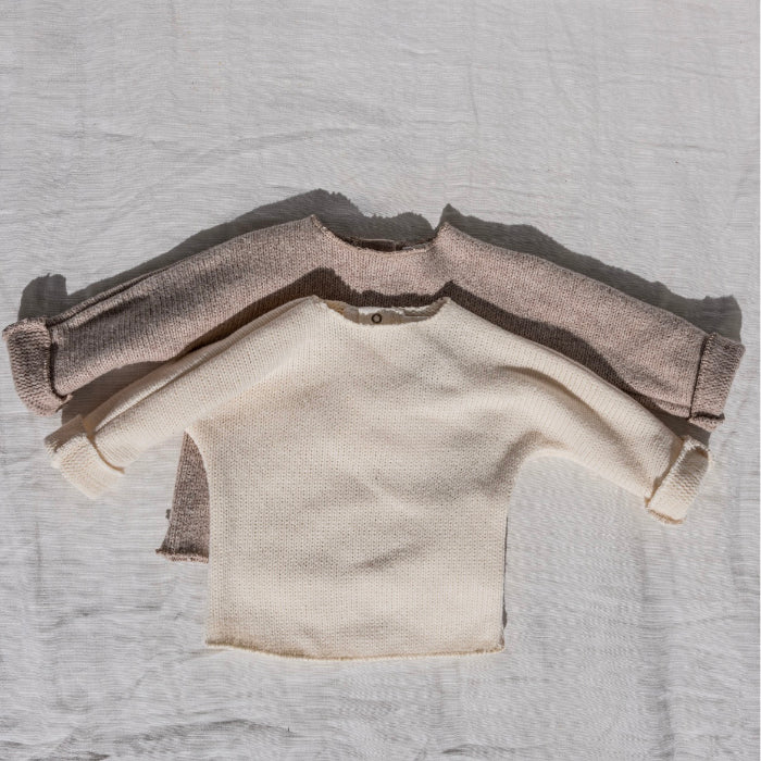 Pequeno Tocon Baby Jersey Soft Bat Wing Sweater Tostado Beige