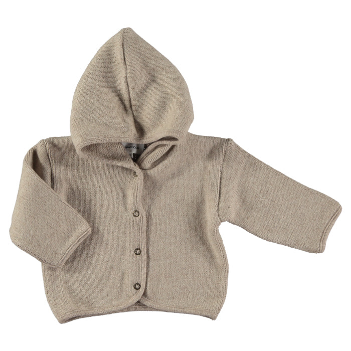 Pequeno Tocon Baby Tender Cardigan With Hood Tostado Beige
