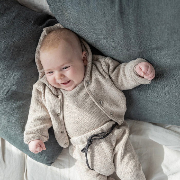 Pequeno Tocon Baby Tender Cardigan With Hood Tostado Beige