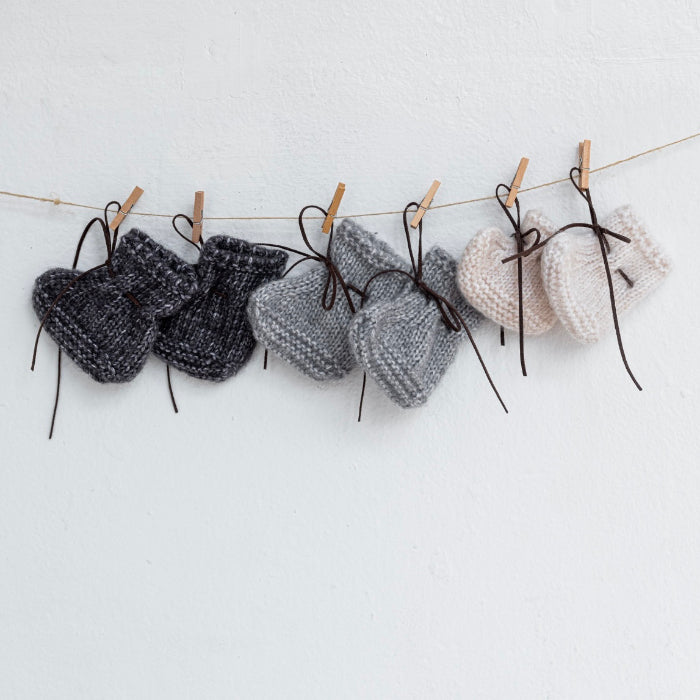Pequeno Tocon Baby Whool Booties Grey