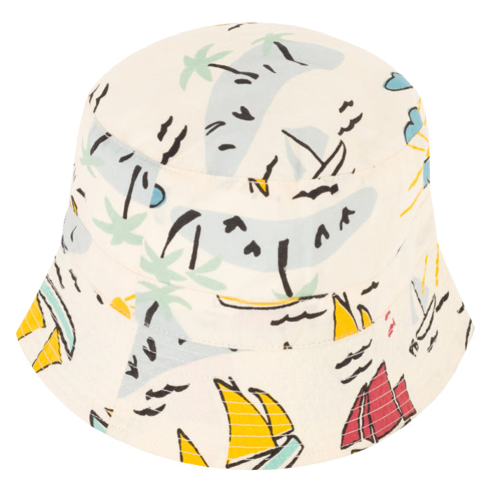 Petit Bateau Baby Hat With Boat And Island Print Multicolour / 3M