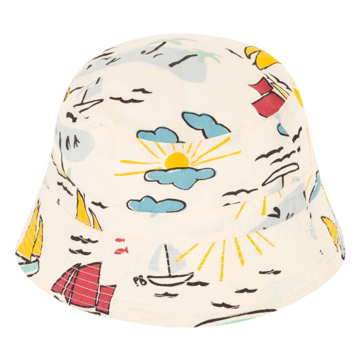 Petit Bateau Baby Hat With Boat And Island Print Multicolour / 3M