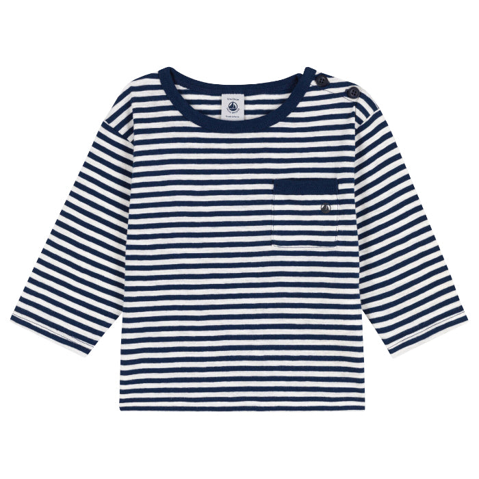 Petit Bateau Baby Long Sleeve T-shirt Navy Blue Stripes