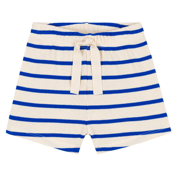 Petit Bateau Baby Rib Shorts Blue Stripes